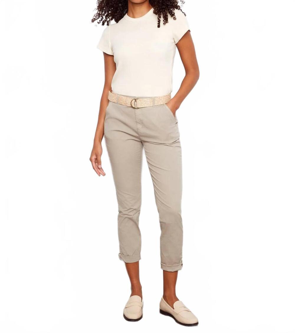 NEW CHARLIE B stretch twill pant in greige